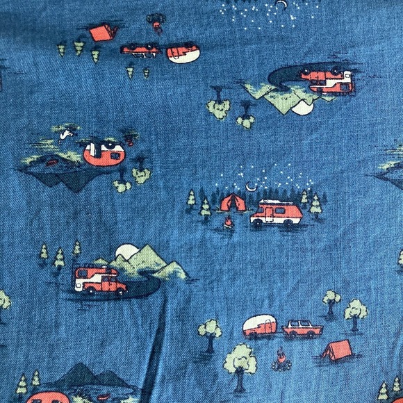 Duluth Trading Co Womens L Lightweight Printmaker Popover Blue Camper RV Organic - Picture 5 of 14